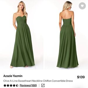 Azazie Yasmin Strapless olive Green Chiffon Dress